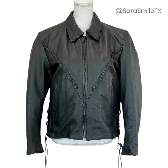 UNIK PREMIUM Genuine Leather Lace-Up Side Insulated Liner Motorcycle Jacket - Picture 2 of 16